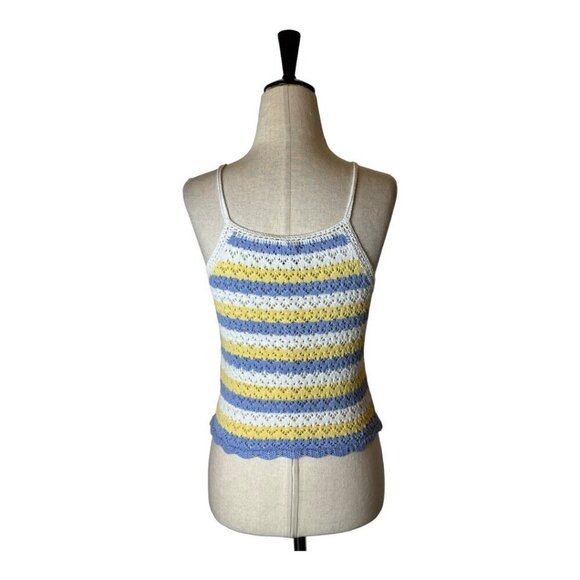 French Connection Sweater Women‎ Small White Ladder Stitch Crochet Crop Tank Top - Picture 4 of 11